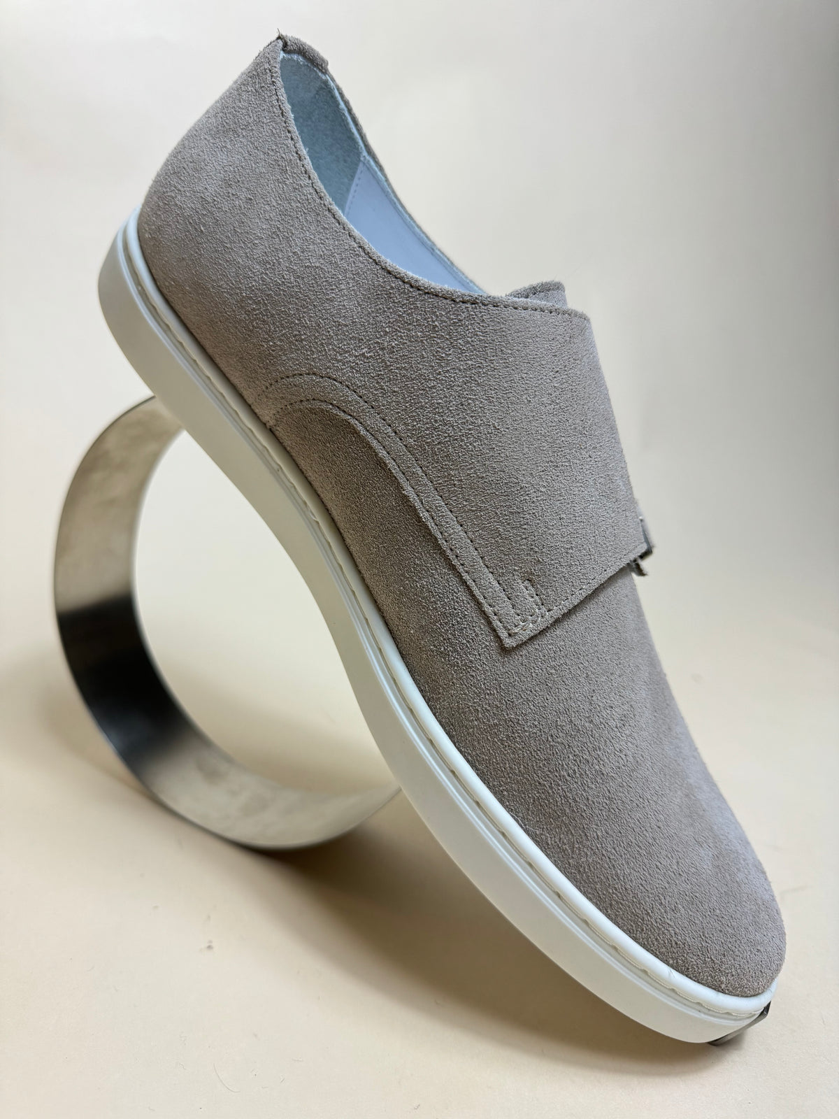 unknown 小窓表記 Suede Double Monk UK6程度 Jaxon Double Monk Suede Sneaker Taupe | Gene Hiller Menswear