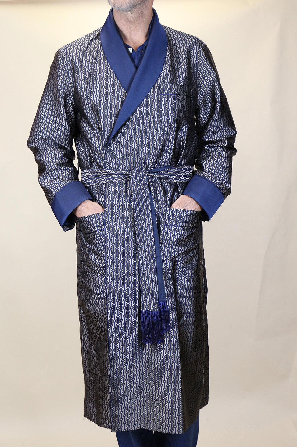Silk Copper and Navy Robe