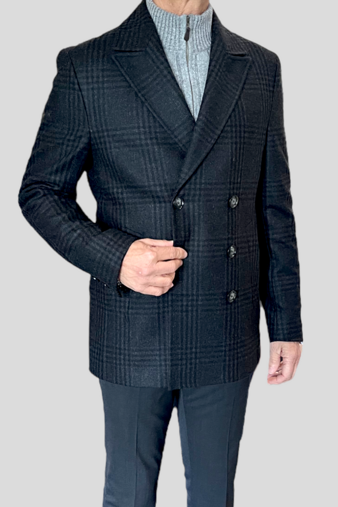 Glen Plaid Double-Breasted Jacket