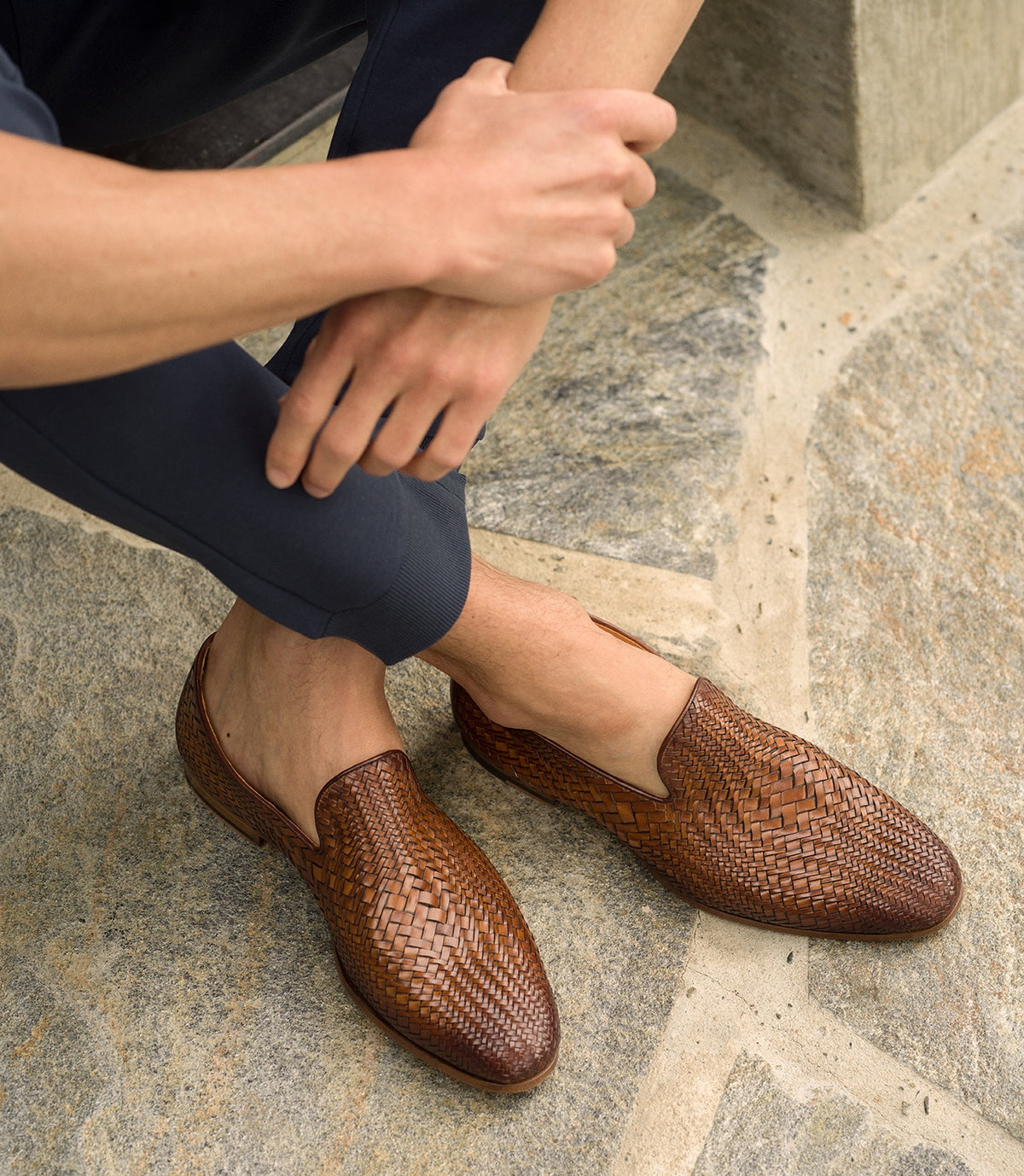 Tobacco Hand-Woven Loafer | Gene Hiller Menswear