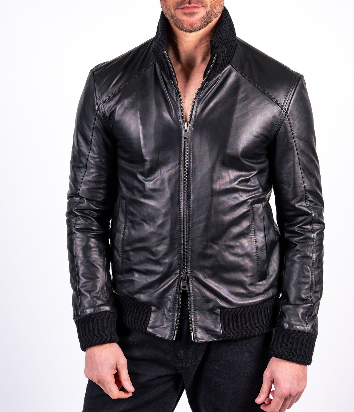 Luxury Leather Bomber Jacket | Gene Hiller Menswear