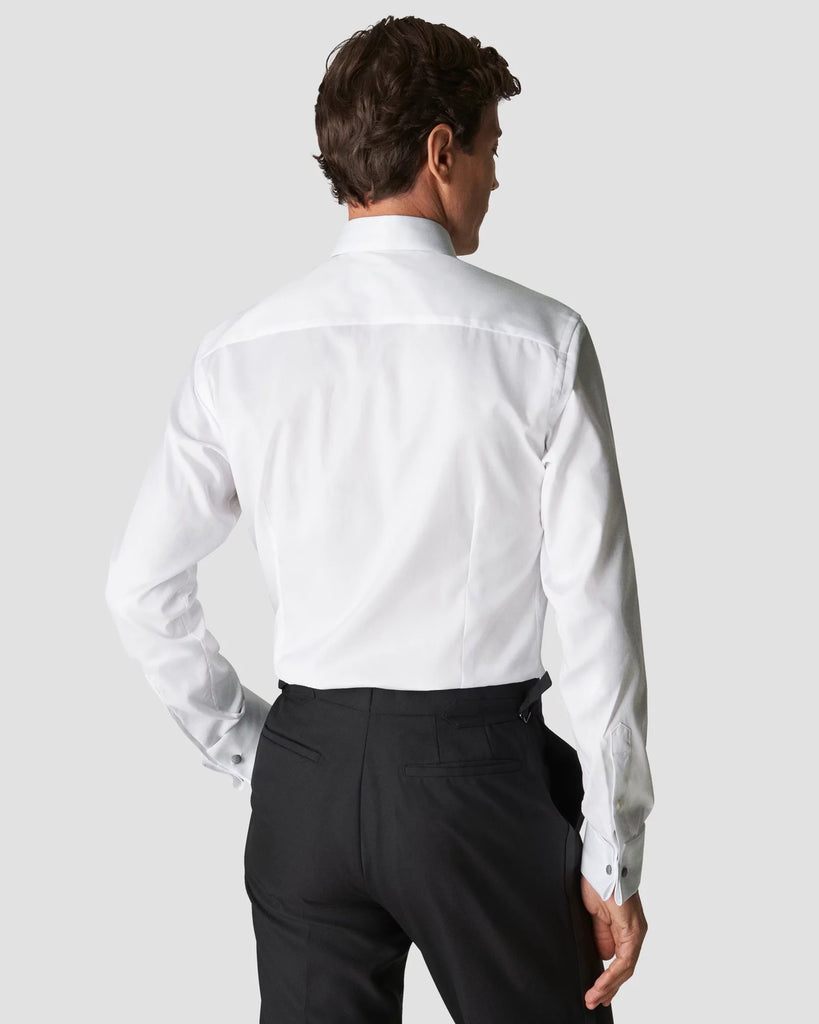 White Piqué Tuxedo Shirt with Swarovski® Crystals