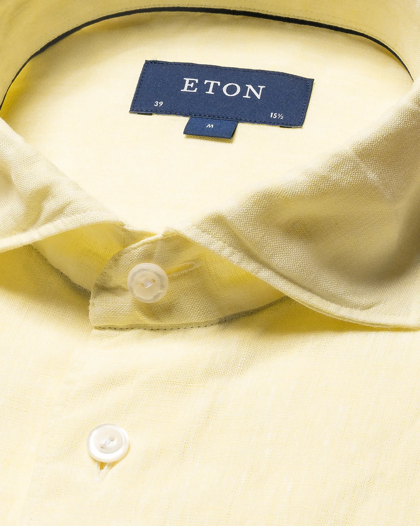 Lemon yellow linen shirt hotsell