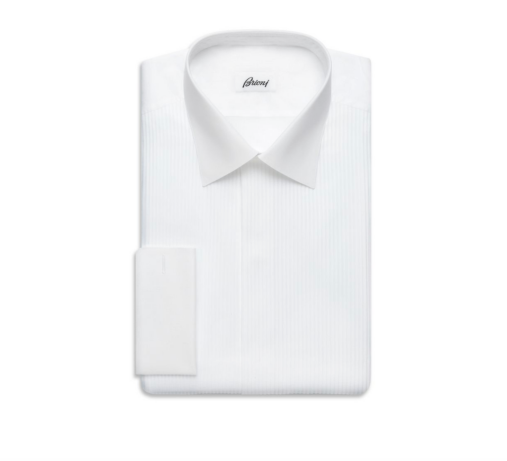 WHITE EVENING SHIRT WITH PLASTRON