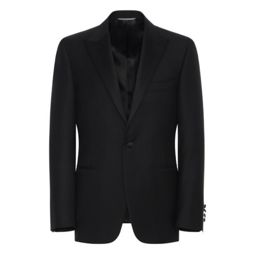 Black Wool Tuxedo With Silk Peak Lapels