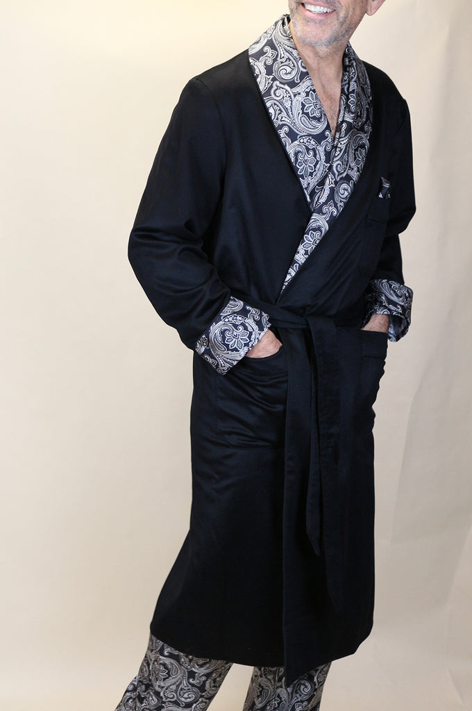Black Cashmere & Silk Lounge Robe