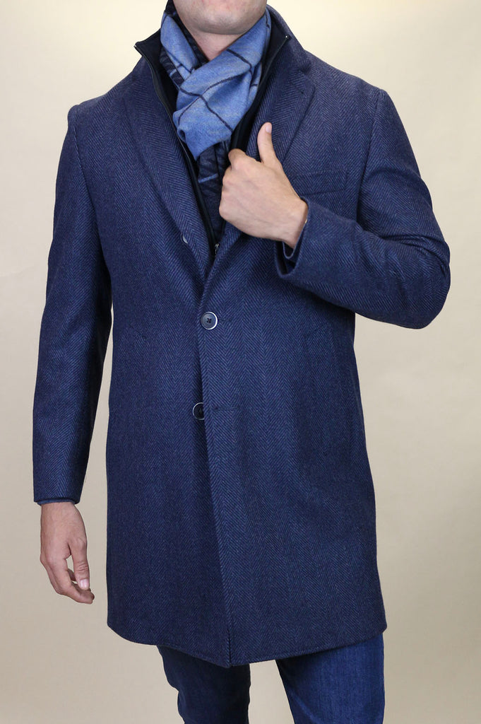 Cashmere and Wool Herringbone Overcoat