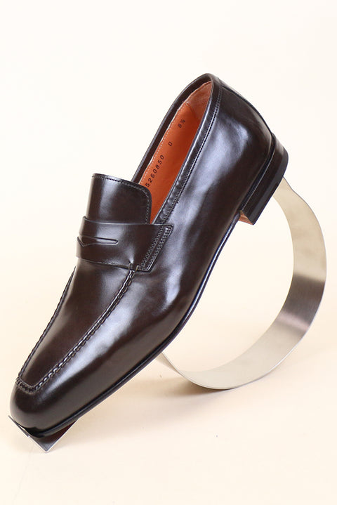 Dark Brown Leather Loafer by Santoni Shoes | Gene Hiller Menswear